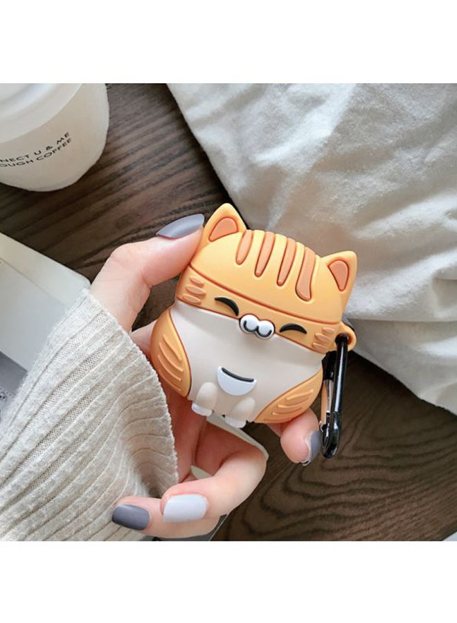 Cat Themed Case Cover With Carabiner For Apple AirPods 1/2/Pro Yellow/Brown/White - Image 3