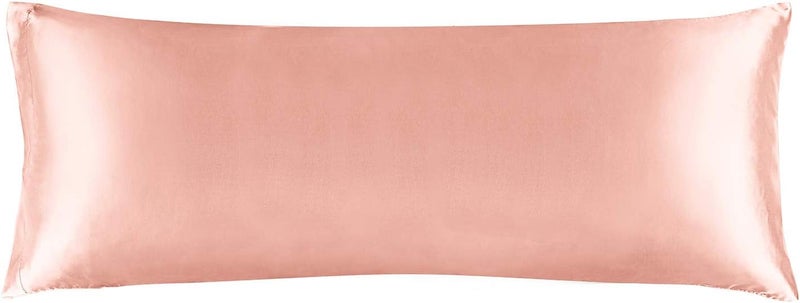 BEDELITE Satin Body Pillow Cover, Super Soft and Cooling Body Pillow Pillowcase for Hair and Skin, Breathable Silky Full Long Pillowcase Cover(20"x54", Coral) - Image 1