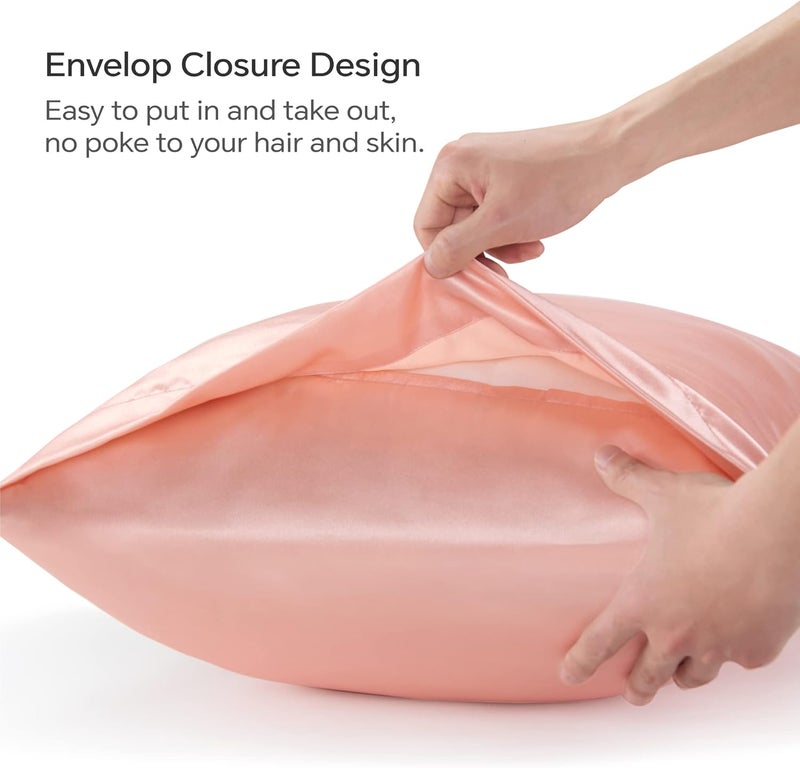 BEDELITE Satin Body Pillow Cover, Super Soft and Cooling Body Pillow Pillowcase for Hair and Skin, Breathable Silky Full Long Pillowcase Cover(20"x54", Coral) - Image 4