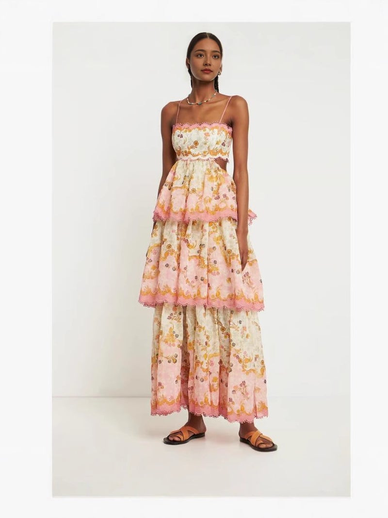 2025 Export Source Summer Style Russian New Women'S Cake Suspender Dress Fashionable Tassel Waist Exposed Embroider - Image 2