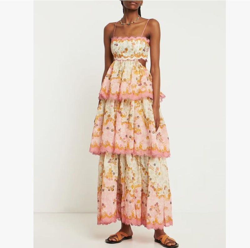 2025 Export Source Summer Style Russian New Women'S Cake Suspender Dress Fashionable Tassel Waist Exposed Embroider - Image 1