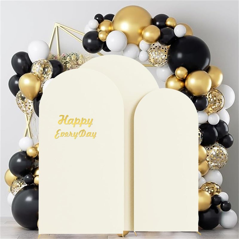 HAINARverS Set of 3 Wedding Arch Cover 6FT,6.6FT,7.2FT Spandex Fitted Stretchy Arch Stand Covers,2 Sided Round Top Chiara Backdrop Cover for Birthday Party Banquet Baby Shower Arch Decoration(Ivory) - Image 2