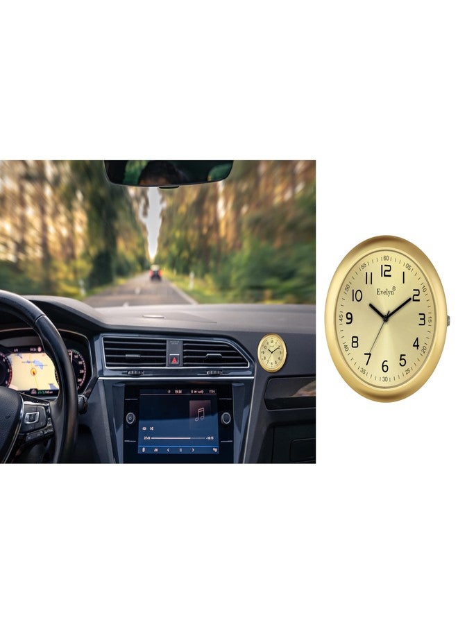 Evelyn Round Car Clock, Gold Frame with Cream Face, Classic Analog Display, Modern Design - Image 3