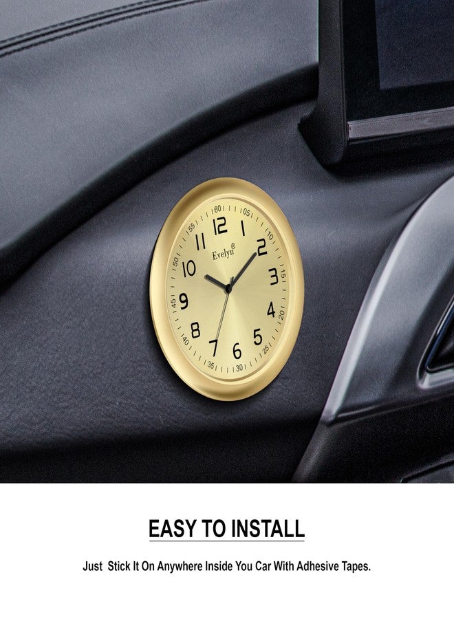 Evelyn Round Car Clock, Gold Frame with Cream Face, Classic Analog Display, Modern Design - Image 2
