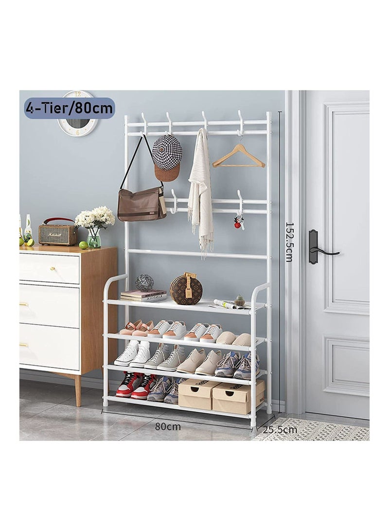 RollsTimi  5-Tier Hall Tree with Shoe Storage,Coat and Shoe Rack Entryway,Freestanding 4-Tier Shoe Rack Storage - Image 1