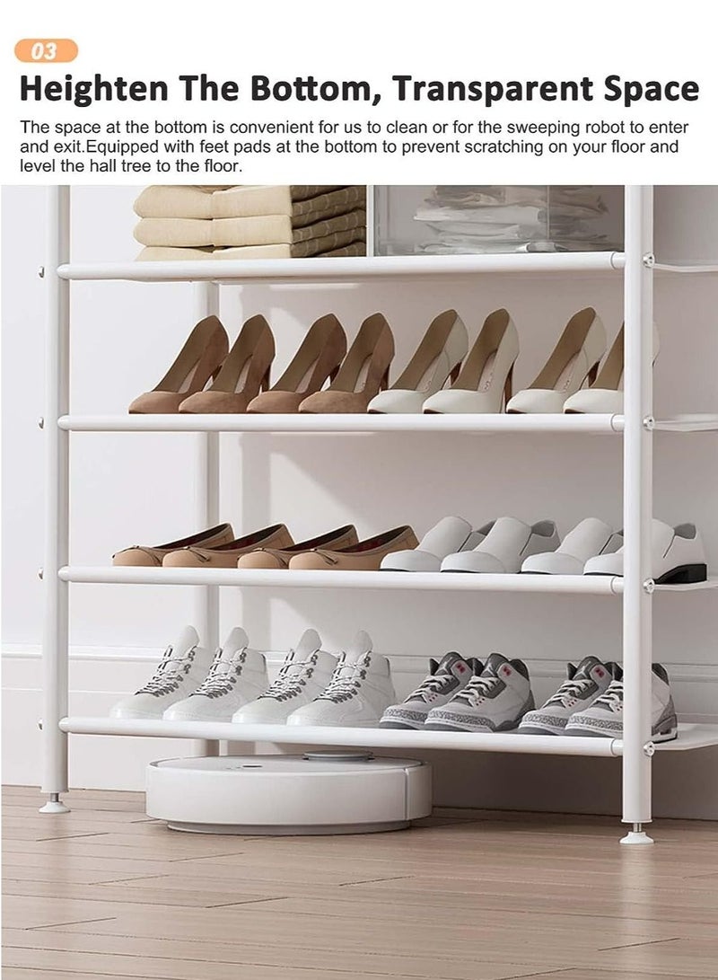 RollsTimi  5-Tier Hall Tree with Shoe Storage,Coat and Shoe Rack Entryway,Freestanding 4-Tier Shoe Rack Storage - Image 4