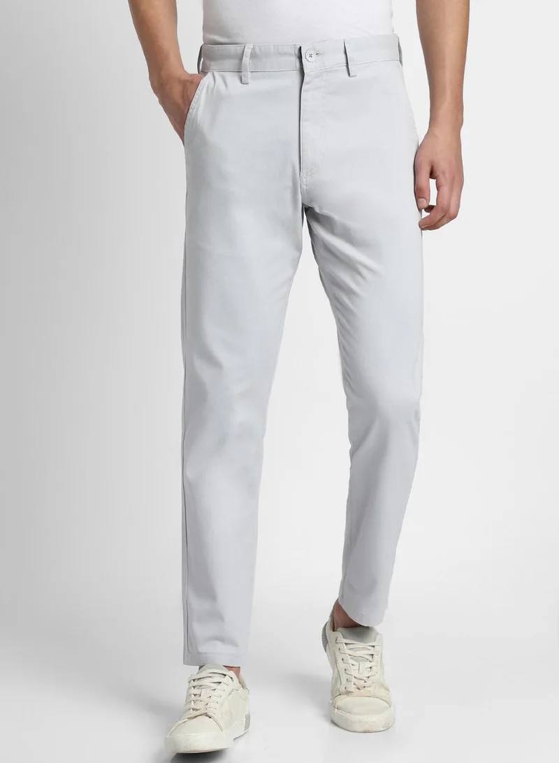 Dennis Lingo Regular Fit Light Grey Chinos Pants For Men