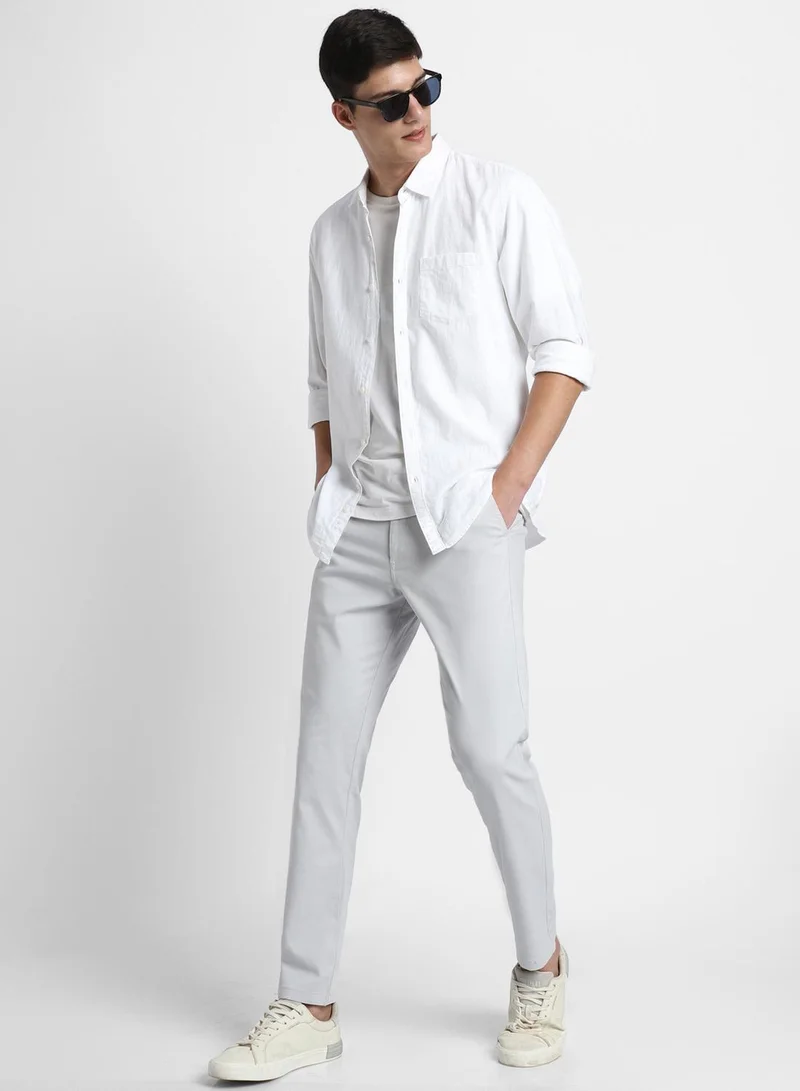 Dennis Lingo Regular Fit Light Grey Chinos Pants For Men