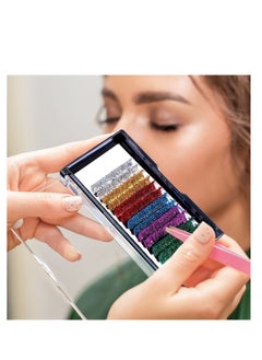 Generic Colored Glitter Lash Extensions Colored Lash Eyelashes Party Makeup Eyelashes (Multicolored,15 mm)  - Image 2