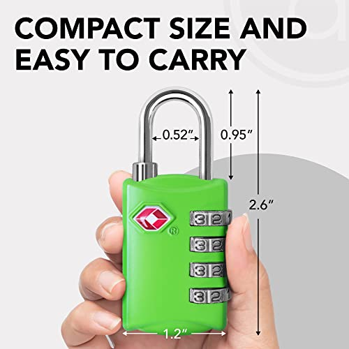 Desired Tools TSA Locks for Luggage, 2-Pc Durable Steel Padlock, Keyless Easy to Read 4-Digit Combination Lock for Backpacks, Travel Suitcases, Toolbox, Filing Cabinets, Baggage & Gym Locker, Green - Image 5