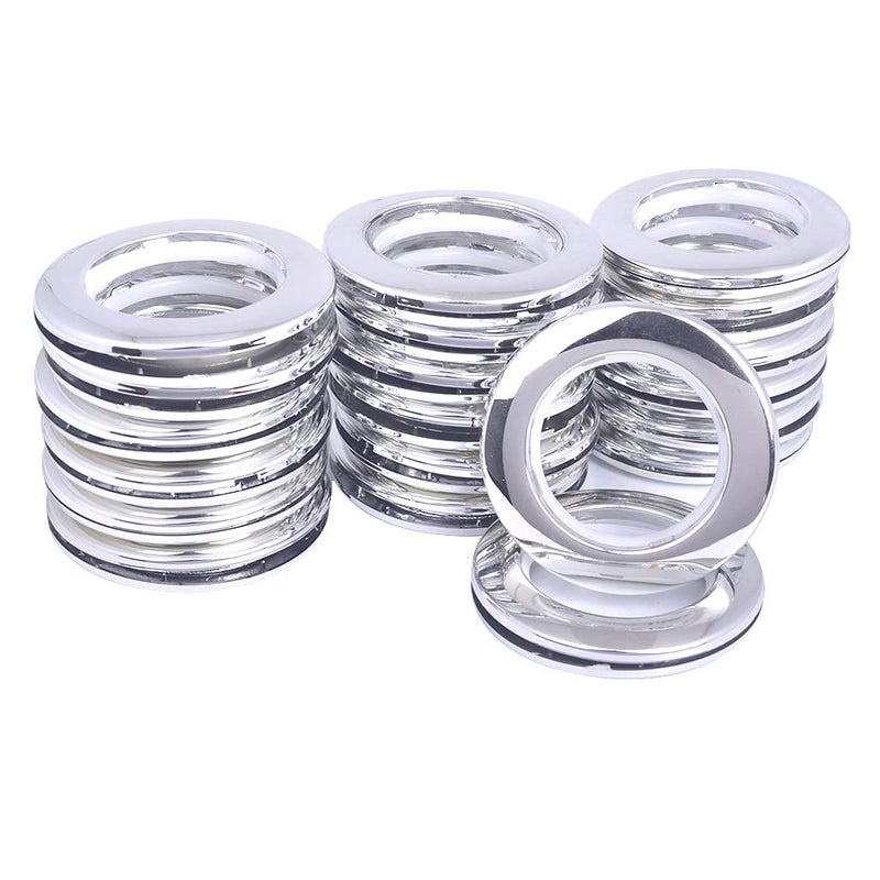 Ailejia 20 Pack Curtain Grommets Lnner Diameter Silencer Sliding Large Grommets Sheers Grommets Reusable Silencer Sliding Easy Snap Install Silver 1.7 Inch Grommet Kit Fasteners (Bright Silver) - Image 1