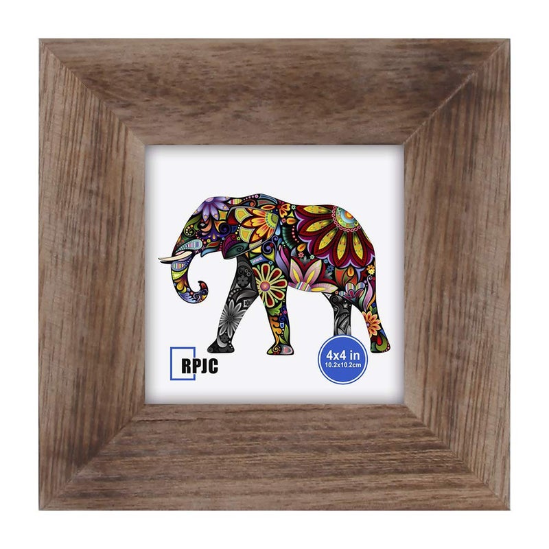 RPJC RPJC 4x4 inch Picture Frame Made of Solid Wood High Definition Glass for Wall Mounting Photo Frame Carbonized