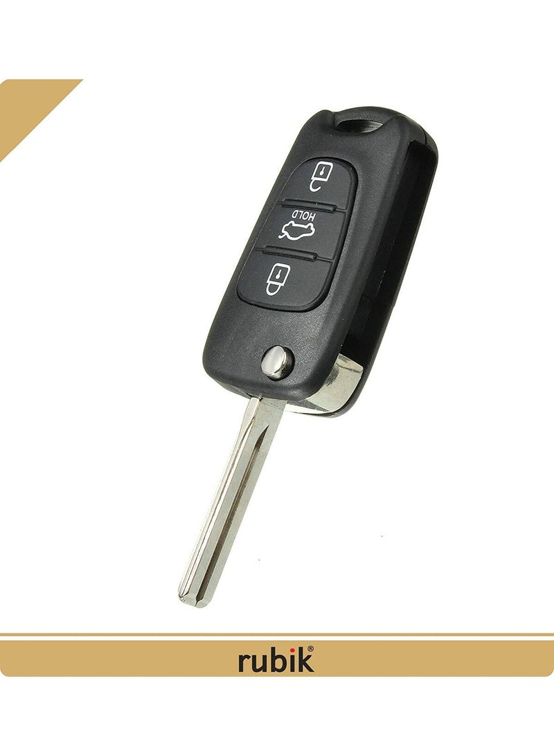 Rubik غلاف مفتاح سيارة عن بُعد بدون قطع مع 3 أزرار بديل لهيونداي I20 I30 IX35 I35 توكسون أفانتي إيلانtra HB20 سانتا في فيرنا سولاريس (شفرة أخدود مركزي) - Image 3