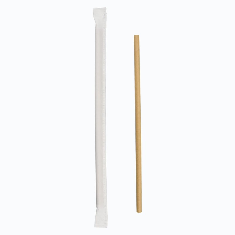 chunspak Brown Kraft Paper Drinking Straws  7.75"" Long  0.24"" Wide - Individually Wrapped - Pack of 1000 - Image 2