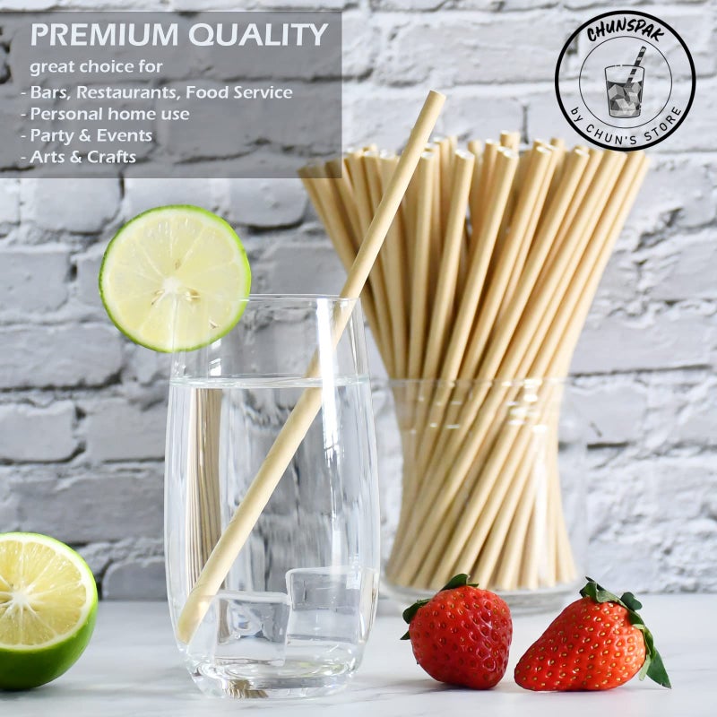 chunspak Brown Kraft Paper Drinking Straws  7.75"" Long  0.24"" Wide - Individually Wrapped - Pack of 1000 - Image 4