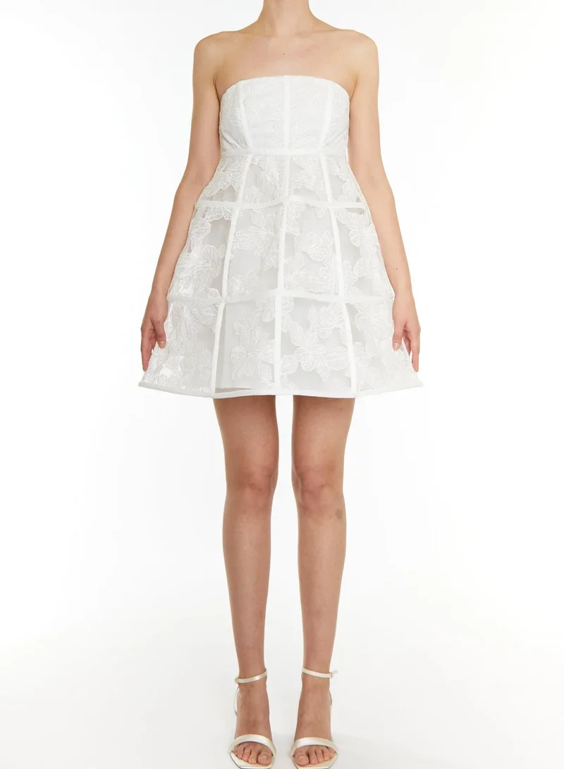 True Decadence Micah White Bandeau Cage Mini Dress