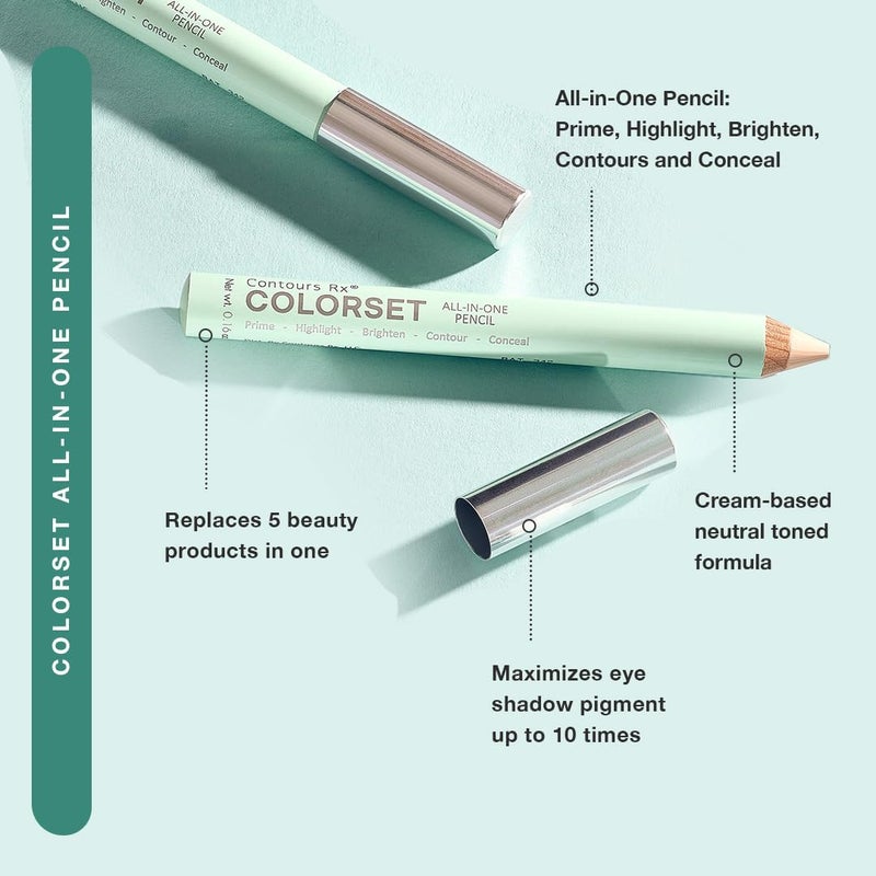 Contours Rx COLORSET All-in-One Pencil â€“ Brighten, Highlight, Prime, Contour & Conceal | Smooth Canvas for Eye Shadow & Uneven Skin Tone | Hydrating, Vegan & Gluten-Free - Image 5