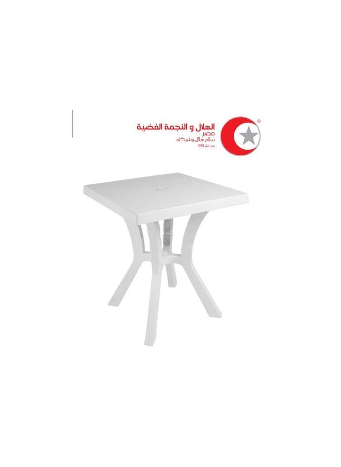 الهلال والنجمة الفضية  - طاولة مربعة عصرية - 60 × 60 سم، سطح بلاستيكي أبيض للمساحات الداخلية والخارجية. - Image 1