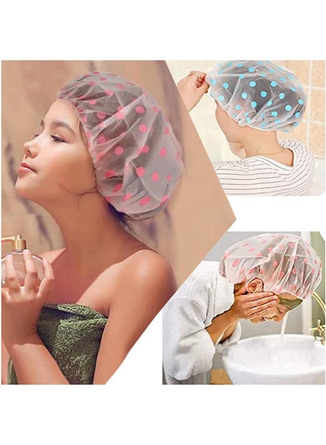 AMM Random Color 3 Pcs Waterproof Shower Caps Reusable Elastic Shower Cap for Women, Large Hair Shower Cover for Long Hair - Image 3