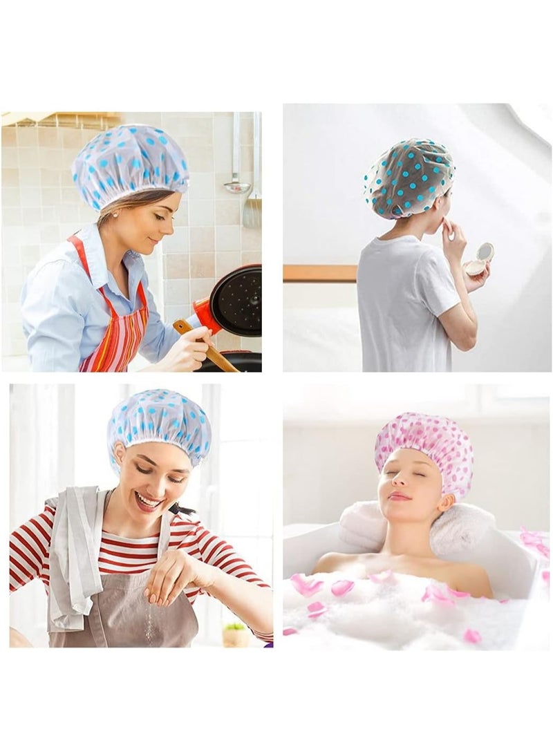 AMM Random Color 3 Pcs Waterproof Shower Caps Reusable Elastic Shower Cap for Women, Large Hair Shower Cover for Long Hair - Image 2