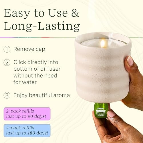 LifeLines ClickWick Essential Oil Blends for Lifelines Diffusers, 4-Pack Discovery Set - Essential Oil Blend Refill for Candle, Plant & Shower Aromatherapy Diffuser - Fragrance for Diffusers - Image 5