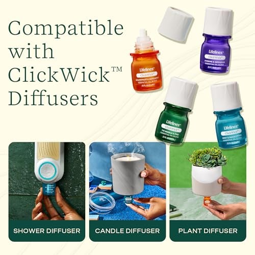 LifeLines ClickWick Essential Oil Blends for Lifelines Diffusers, 4-Pack Discovery Set - Essential Oil Blend Refill for Candle, Plant & Shower Aromatherapy Diffuser - Fragrance for Diffusers - Image 3