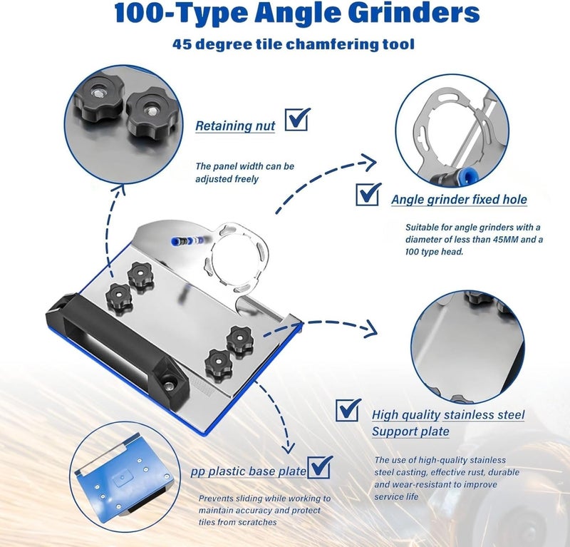 HiFam 45 Degree Angle Cutting Frame, Tile Chamfering Tool Cutting Ceramic Stone, Marble, Granite, Tiles and Wood Cutter, Angle Grinder Stand for Tile 45° Chamfer Cutting, Chamfer Tile Cutter - Image 5
