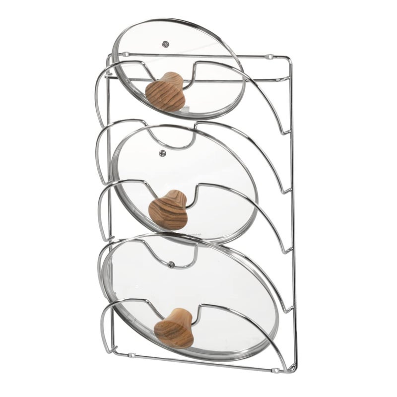 InterDesign iDesign Classico Kitchen Cabinet Storage Rack for Pot, Pan Lids, 10.80" L x 3.83" W x 16.76" H, Chrome - Image 1