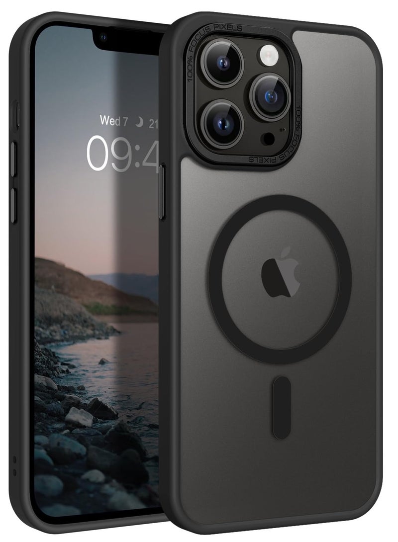 iPhone 13 Pro Max Magnetic MagSafe Case,【Full Shockproof Protection】Translucent Matte Back, Slim Phone Cover with Strong Magnet for Apple 13 Pro Max (2021)(Black) - Image 1