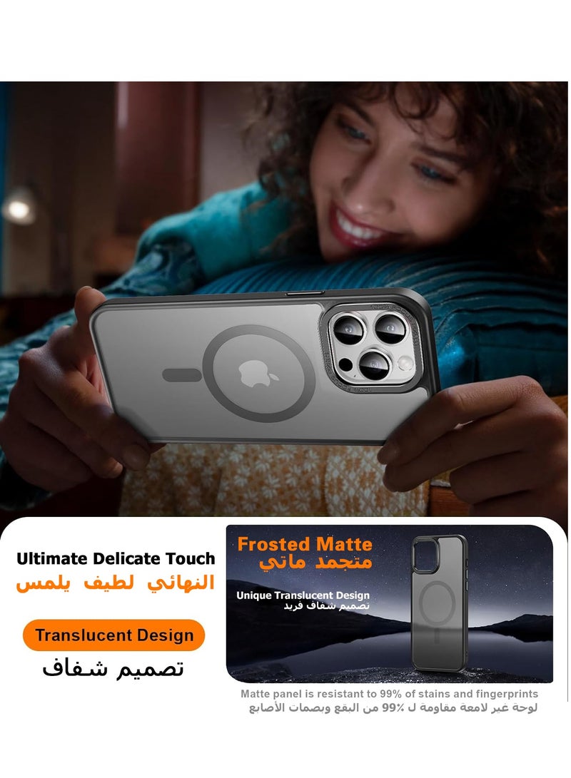 iPhone 13 Pro Max Magnetic MagSafe Case,【Full Shockproof Protection】Translucent Matte Back, Slim Phone Cover with Strong Magnet for Apple 13 Pro Max (2021)(Black) - Image 5