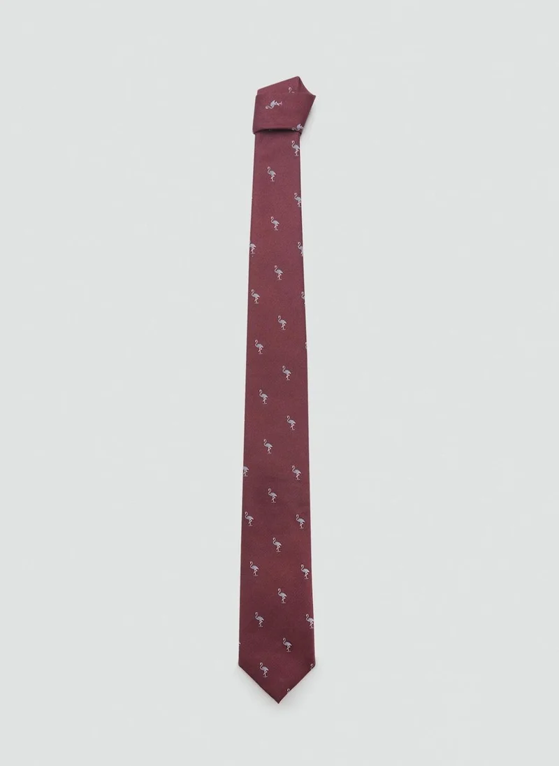 مانجو مان Mulberry Silk Animal-Print Tie