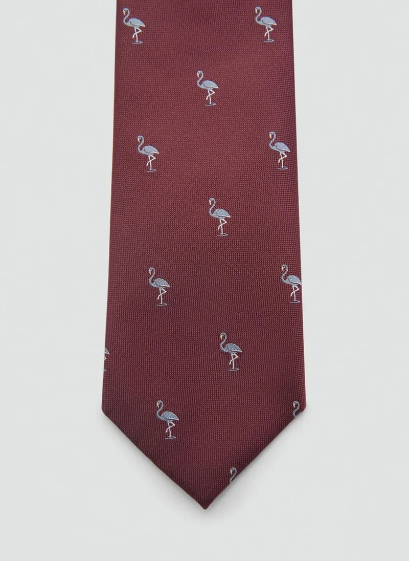 Mango Man Mulberry Silk Animal-Print Tie