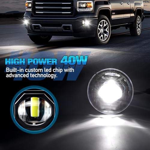 OPP ULITE Led Fog light for Chevy Avalanche 2007-2013,Suburban 2500 07-13,Suburban 1500 07-14,Tahoe 07-14,Silverado 2500 15-18,Silverado 3500 15-17,Camaro 10-13,Sierra 2500 15-18 Cool White 6500K 40W, 2PC Pack - Image 3