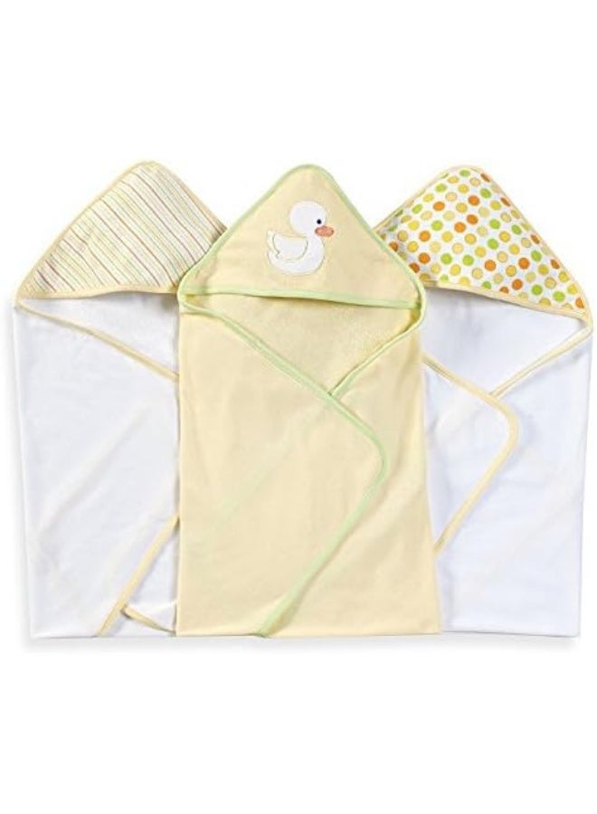 Spasilk Hooded Towel Set for Newborn Boys and Girls, Soft Terry Towel Set, Pack of 3, Yellow Duck - Image 4