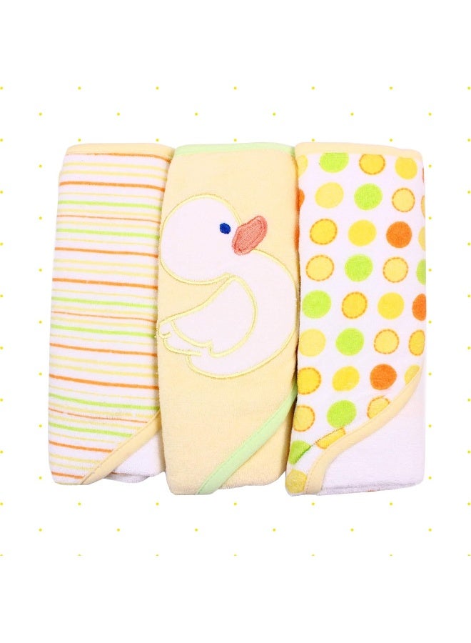 Spasilk Hooded Towel Set for Newborn Boys and Girls, Soft Terry Towel Set, Pack of 3, Yellow Duck - Image 2