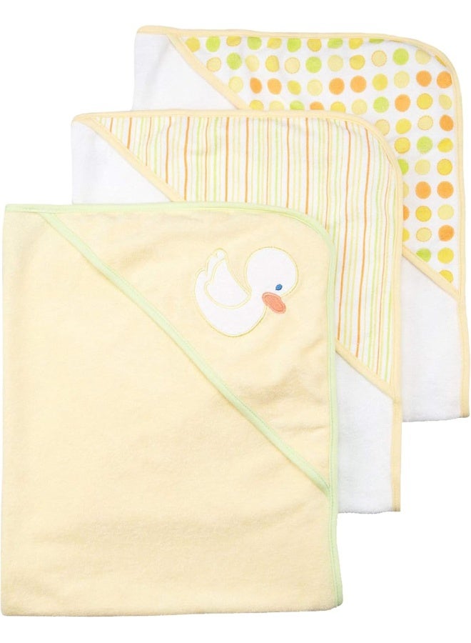 Spasilk Hooded Towel Set for Newborn Boys and Girls, Soft Terry Towel Set, Pack of 3, Yellow Duck - Image 1