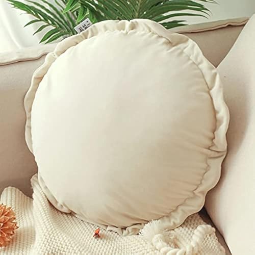 Peach Cuddle Microfiber Fill Round Couch Throw Cushion Pillow For Living Room Décor (Pack Of 1, 43X43 Cm, Cream) Couch Cushions, Bedroom Décor, Kidsroom Décor, Patio Cushion, Floor Cushion - Image 1
