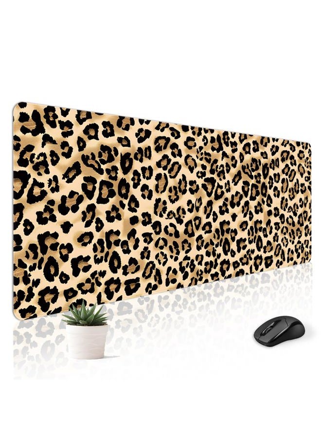 Stanoha Mousepad Desk Mat Gaming Large Keyboard Cute Office Desktop Computer Laptop XXL Long Big Kawaii Aesthetic Girly Pretty Design Women Girl Gamer Oversized Wide 30x12'' Mousepad, Leopard - Image 1