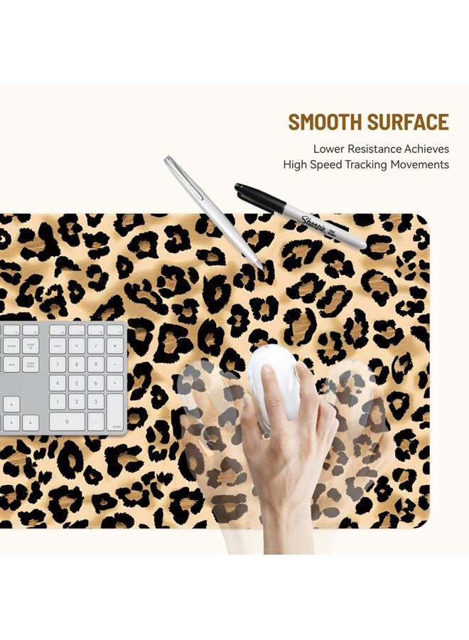 Stanoha Mousepad Desk Mat Gaming Large Keyboard Cute Office Desktop Computer Laptop XXL Long Big Kawaii Aesthetic Girly Pretty Design Women Girl Gamer Oversized Wide 30x12'' Mousepad, Leopard - Image 3