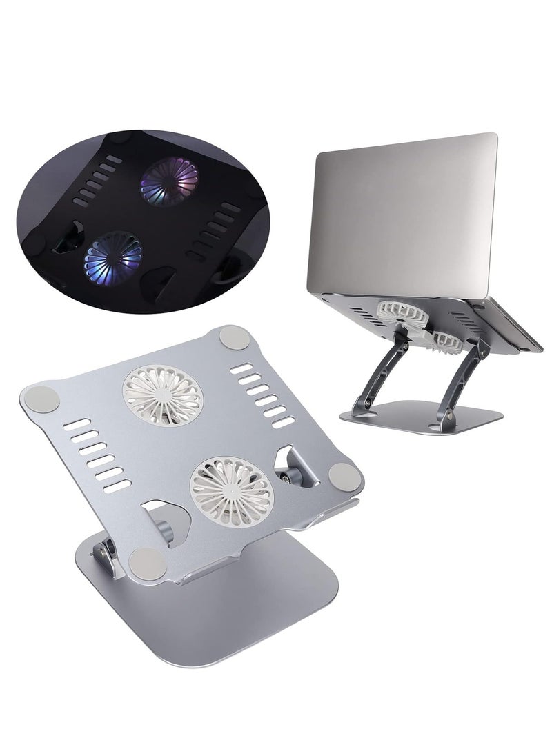 Aluminum Alloy Laptop Stand with Cooling Fan for Computer Tablet Foldable USB Charging Adjustable Height Up to 16 Inch Sturdy Suitable for Office WFH Business Trip