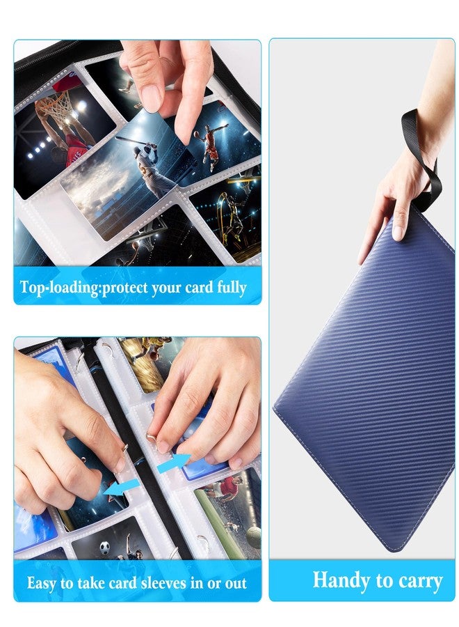 WOT I 900 Pockets Trading Card Binder, Baseball Card Binder Sleeves with Zipper, Double Sided Pockets Card Holder Carry Card Case for Baseball Card, Football Card(Dark Blue) - Image 5