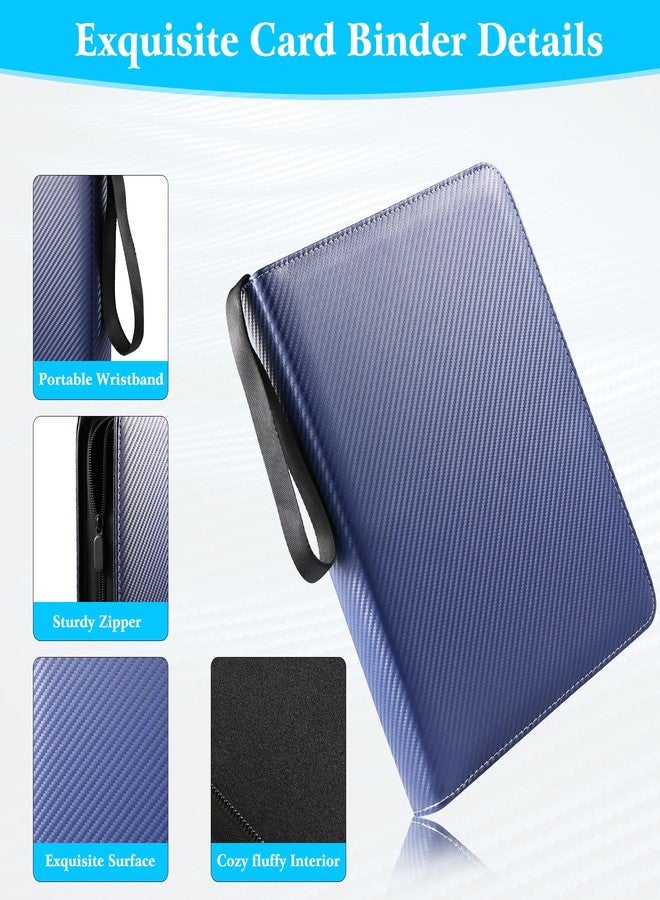 WOT I 900 Pockets Trading Card Binder, Baseball Card Binder Sleeves with Zipper, Double Sided Pockets Card Holder Carry Card Case for Baseball Card, Football Card(Dark Blue) - Image 3