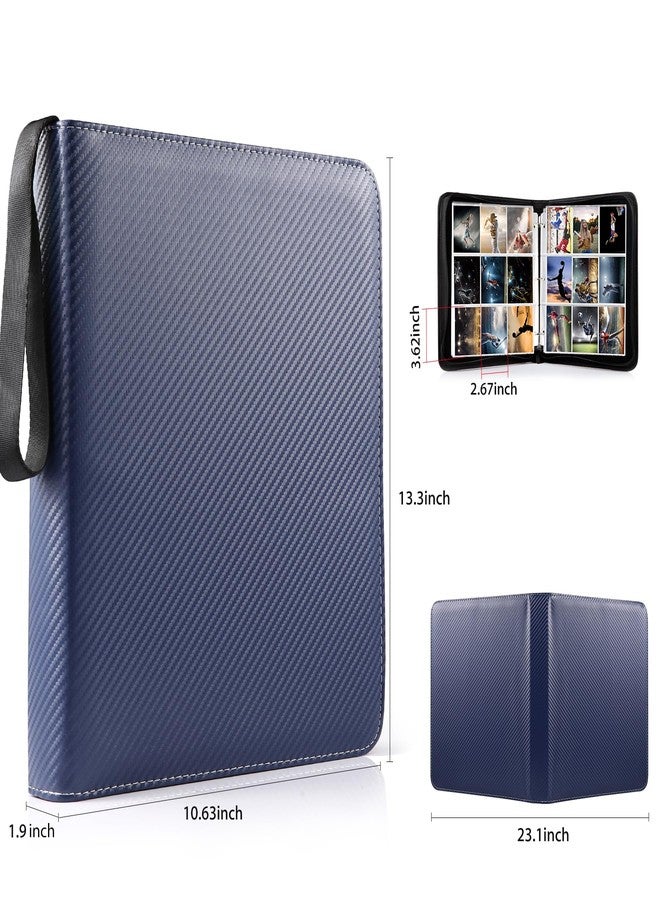 WOT I 900 Pockets Trading Card Binder, Baseball Card Binder Sleeves with Zipper, Double Sided Pockets Card Holder Carry Card Case for Baseball Card, Football Card(Dark Blue) - Image 2