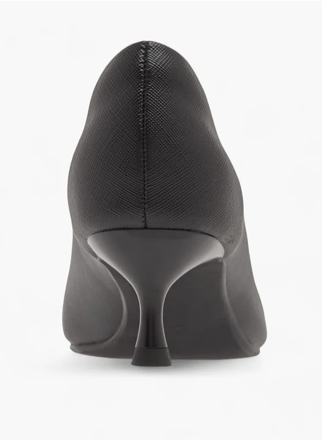 Celeste Womens Solid Slip-On Pumps With Pointed Toe And Kitten Heels