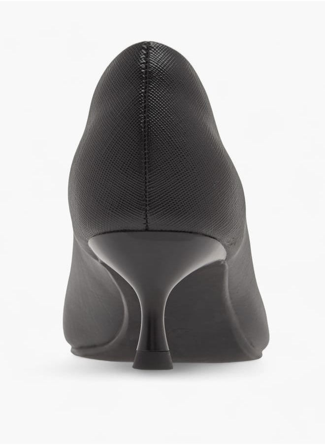 Celeste - Womens Solid Slip-On Pumps With Pointed Toe And Kitten Heels - Image 1