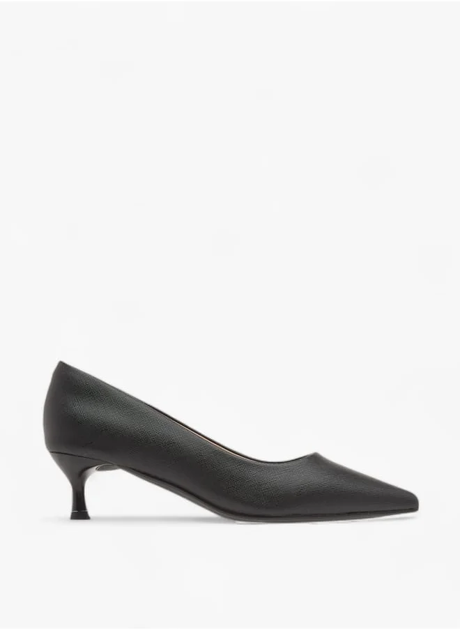 Celeste Womens Solid Slip-On Pumps With Pointed Toe And Kitten Heels