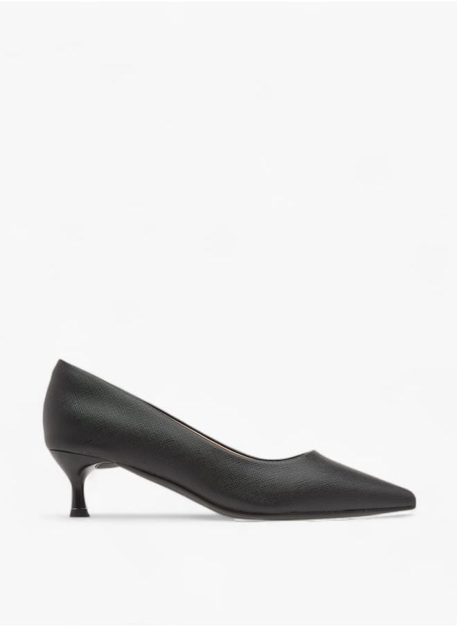 Celeste - Womens Solid Slip-On Pumps With Pointed Toe And Kitten Heels - Image 1