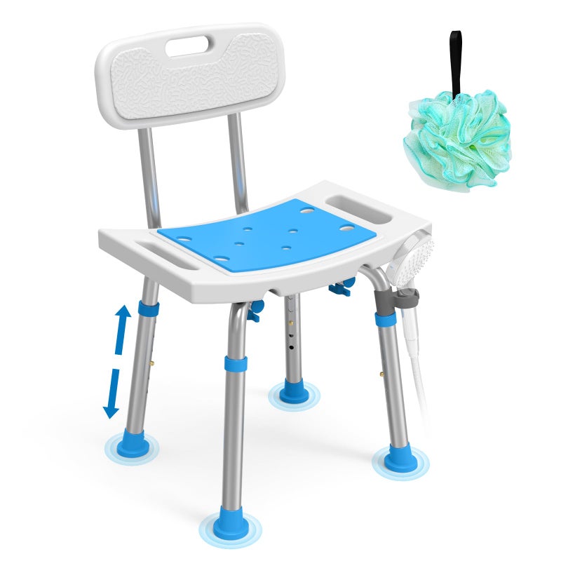 Loyoda Shower Chair for Inside Shower with Removable Back, Adjustable Height, FSA/HSA Eligible Bathroom Stool Supprts up to 400lbs - Image 1