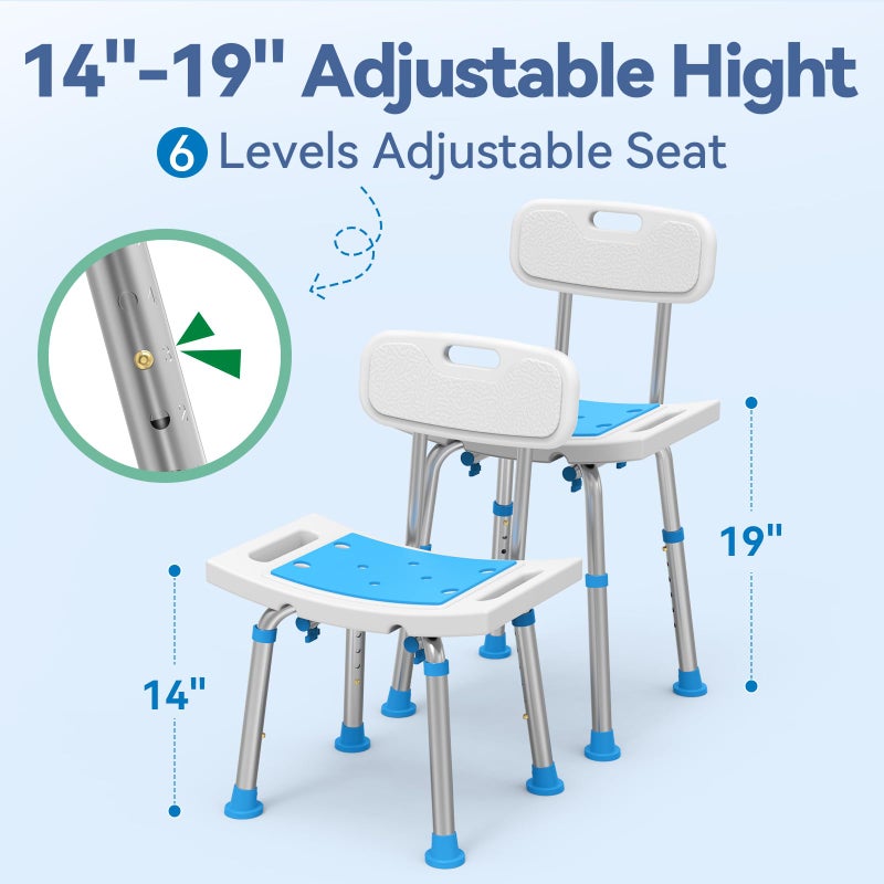 Loyoda Shower Chair for Inside Shower with Removable Back, Adjustable Height, FSA/HSA Eligible Bathroom Stool Supprts up to 400lbs - Image 5