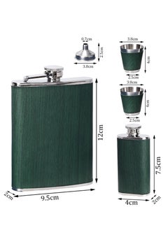 KASTWAVE Hip Flask Set Stainless Steel Flask of Gifts for Men 260ML Bar Party Camping Barbecue Portable Pocket Flask for Men Gifts Birthday Anniversary Green  - Image 2